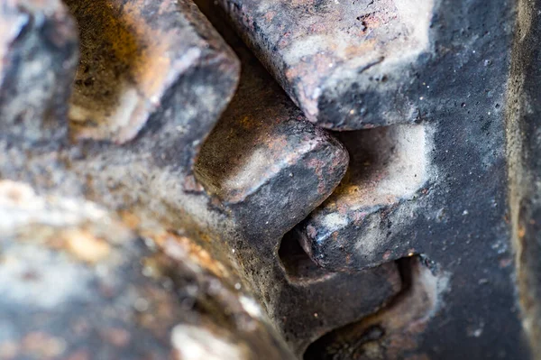 Detail Old Rusty Gears Transmission Wheels Closeup — Stock Photo, Image