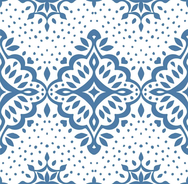 Patrón de damasco vector oriental. Cerámica Talavera. Azulejos portugal