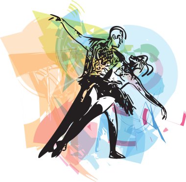 Soyut çift bale illüstrasyon dans