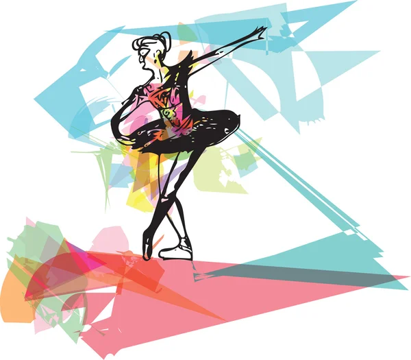 绘图的抽象芭蕾舞蹈 — 图库矢量图片