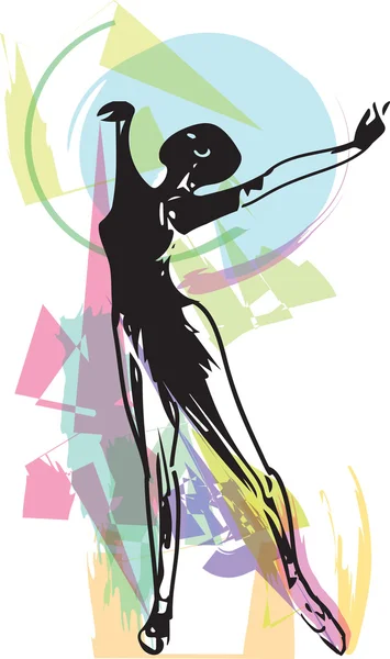 Tekening van abstracte ballerina dansen — Stockvector