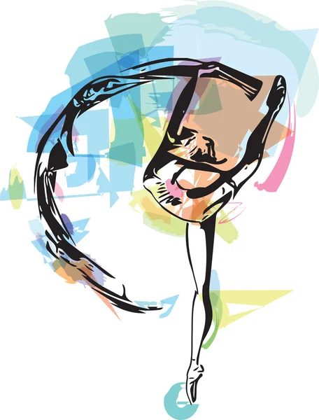 Tekening van abstracte ballerina dansen — Stockvector