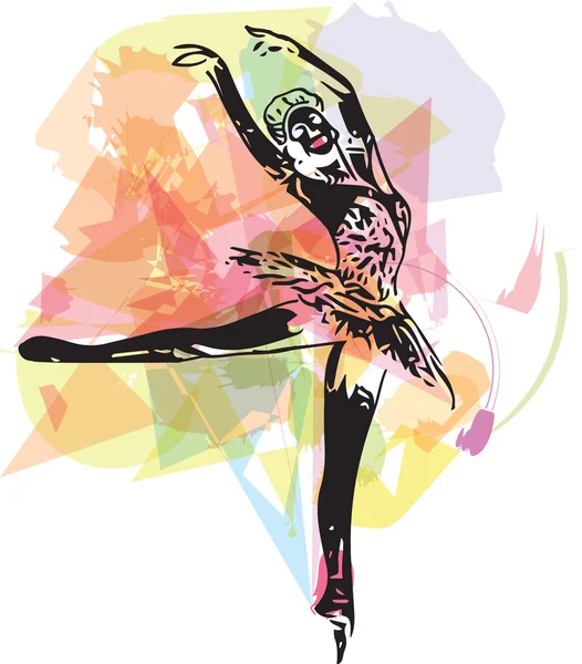 Tekening van abstracte ballerina dansen — Stockvector