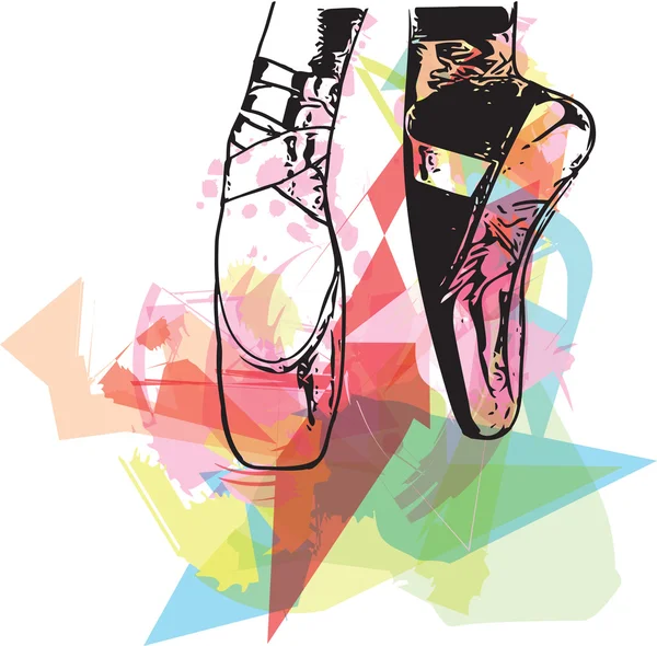 Abstract illustration ballet pointe shoes — Stock Vector