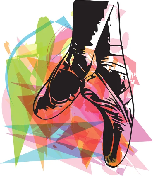 Illustration abstraite chaussures pointe ballet — Image vectorielle