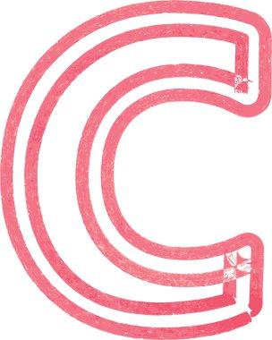 Büyük harf C çizim kırmızı Marker ile