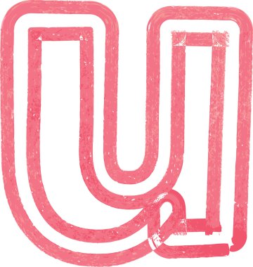 Kırmızı Marker ile çizim küçük harf u