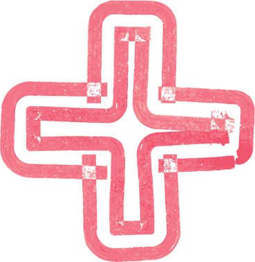 Soyut haç sembolü ile kırmızı işaret yaptı.