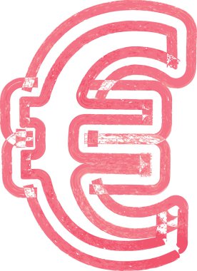 Soyut euro simgesini kırmızı marker ile yapılan