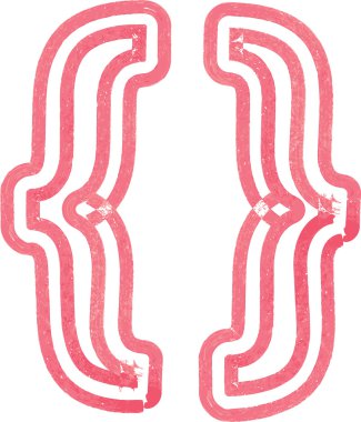 Soyut ayraç simgesi kırmızı marker ile yaptı.