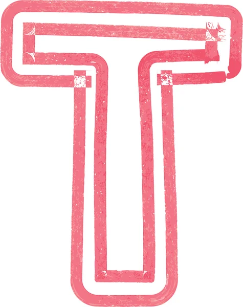 Büyük harf T çizim kırmızı Marker ile — Stok Vektör