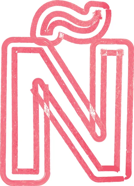 Büyük harf N çizim kırmızı Marker ile