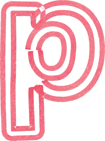 Malé písmeno p kreslení s červenou značkou — Stockový vektor