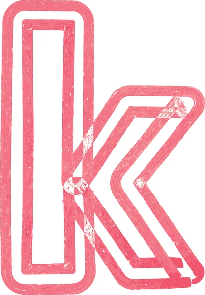 Строчная буква k рисунок с красным маркером — стоковый вектор