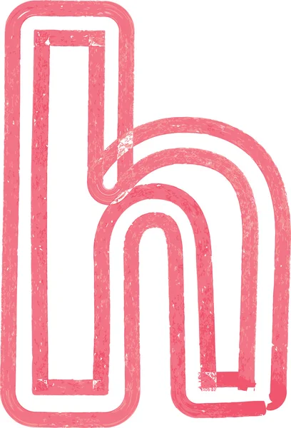 Kleine letter h tekenen met rode markering — Stockvector