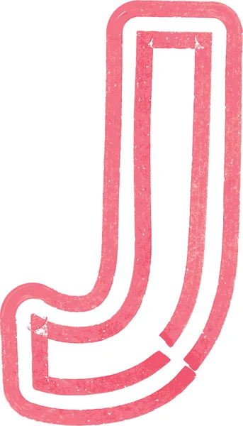 Písmeno J kresba s červenou značkou — Stockový vektor