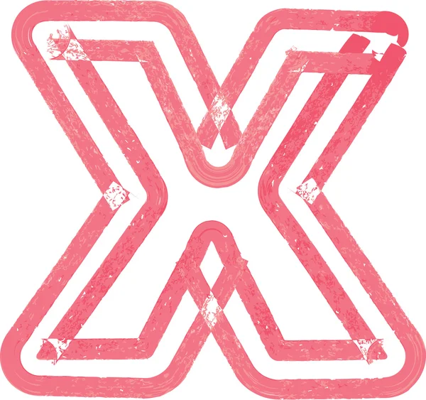 Kleinbuchstaben x Zeichnung mit rotem Marker — Stockvektor