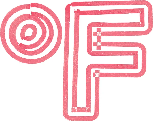 Абстрактний символ Фаренгейта, зроблений з червоним маркером — стоковий вектор