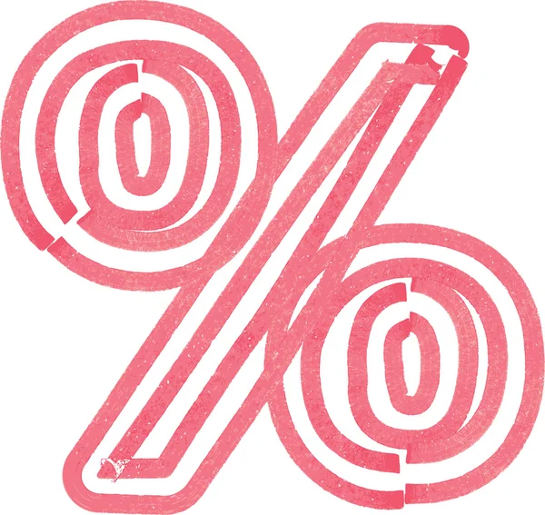 Simbol persen abstrak yang dibuat dengan penanda merah - Stok Vektor