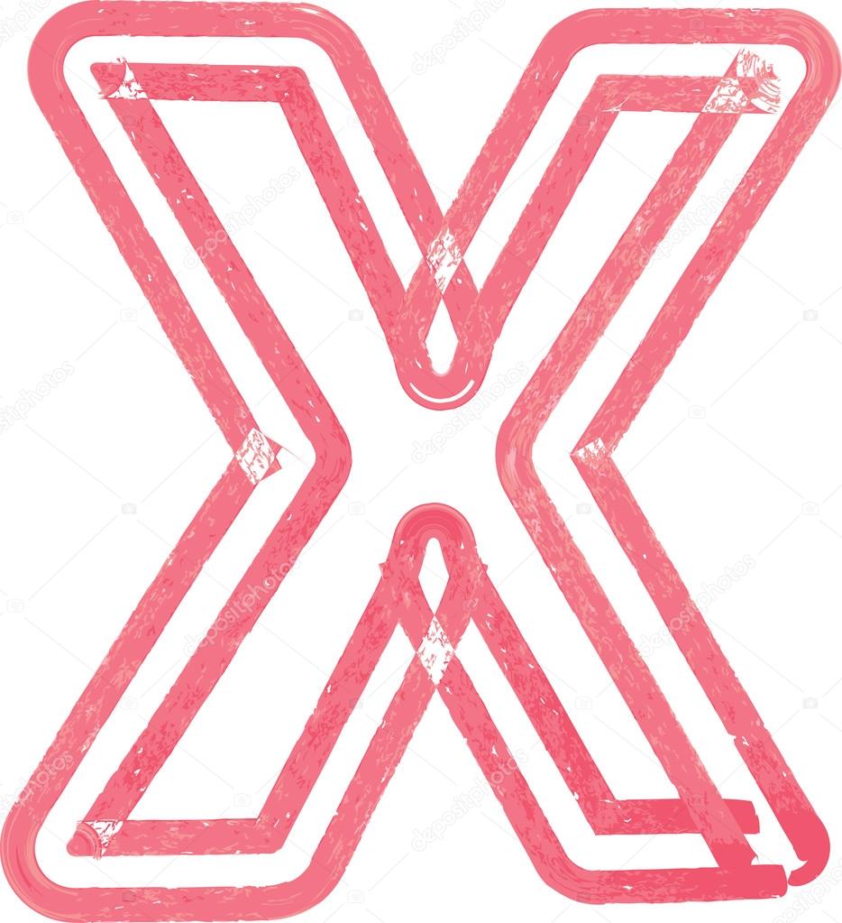 Capital letter X drawing  with Red Marker  Stock Vector 