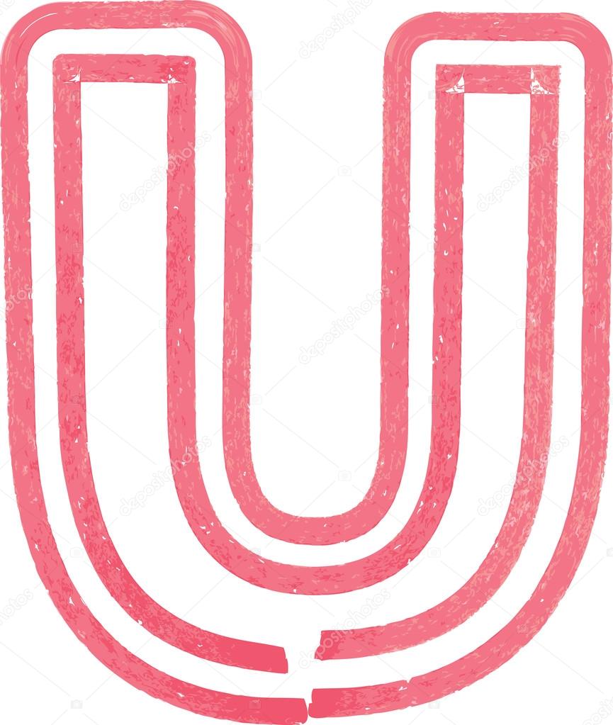 Capital letter U drawing with Red Marker