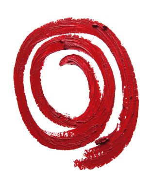 Beyaz zemin üzerine kırmızı ruj lekeli sarmal