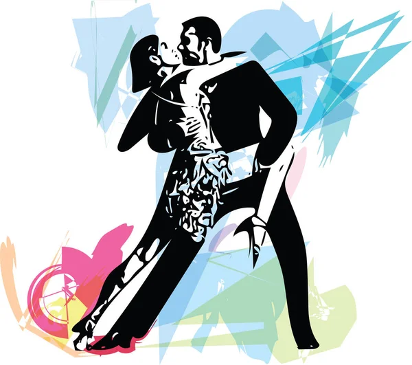 Illustrazione astratta della coppia Latino Dancing — Vettoriale Stock