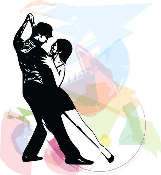 Ilustrasi abstrak dari pasangan Latino Dancing - Stok Vektor