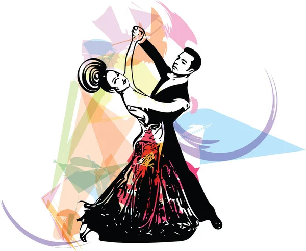ラテン系のダンスのカップルの抽象的なイラスト — ストックベクタ