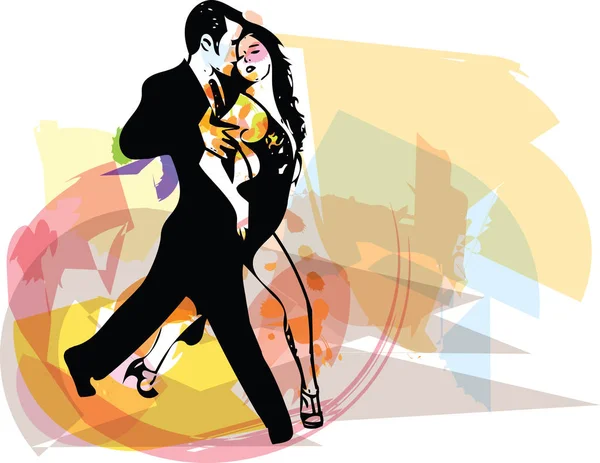 Ilustração abstrata de latina dança casal — Vetor de Stock
