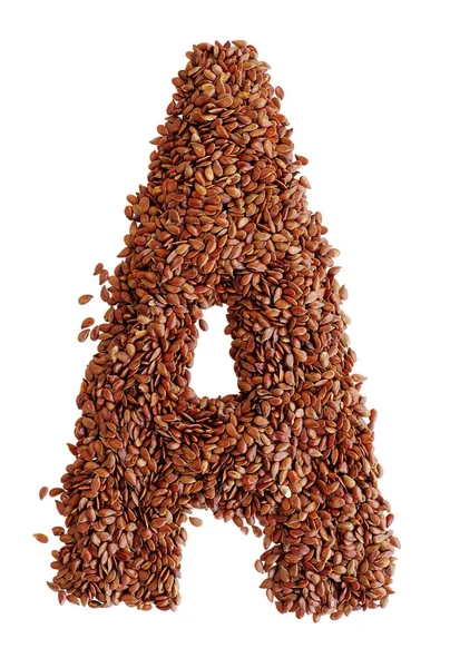Letter A made with Linseed also known as flaxseed isolated on wh — Stock Photo, Image
