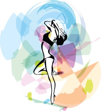 Soyut Yoga kroki kadın illüstrasyon