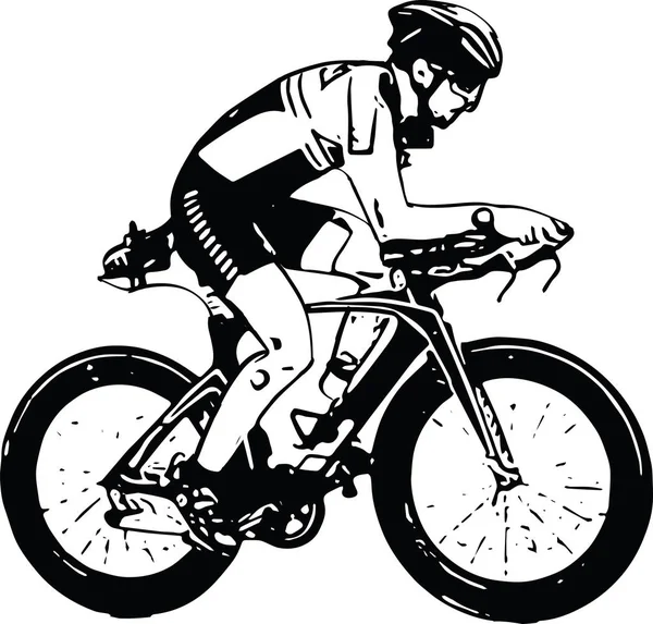 Skizze eines Mannes auf einem Fahrrad — Stockvektor