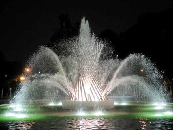 Illuminated colorful fountains — Stock Photo, Image