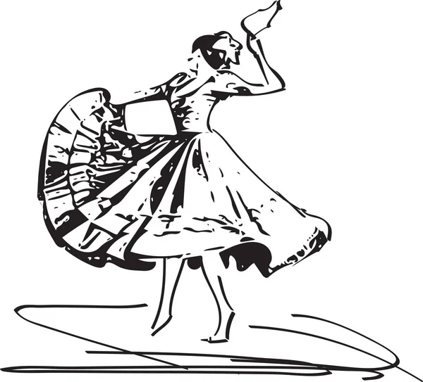 Ilustración de mujer bailando marinera — Archivo Imágenes Vectoriales