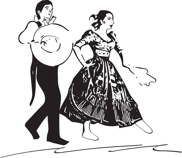 Ilustración de Pareja bailando marinera — Vector de stock