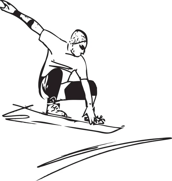 Ilustración boceto de sandboard — Vector de stock
