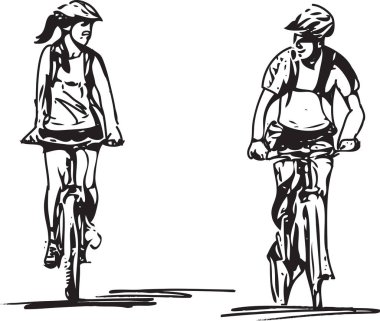 bir bicicle bir tur alarak Çift