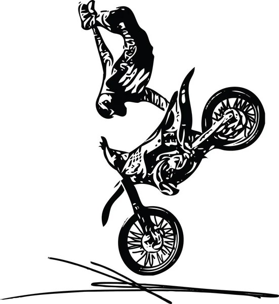 Extremo motocross corredor en motocicleta — Vector de stock