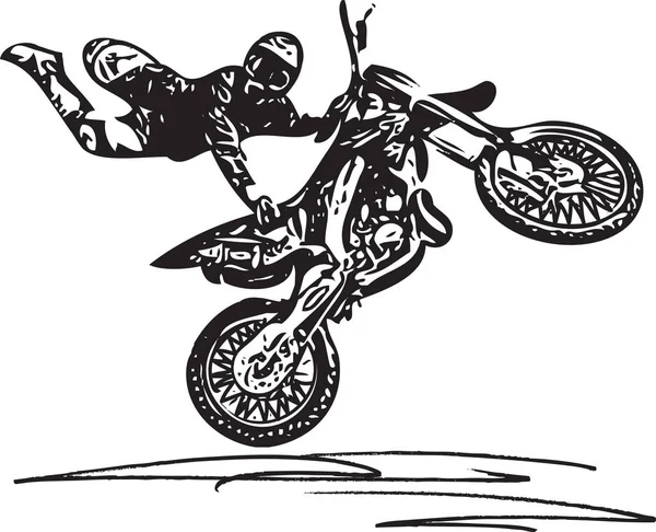 Extremo motocross corredor en motocicleta — Vector de stock