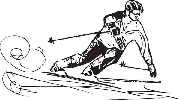 滑雪的素描图 — 图库矢量图片