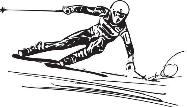 Na nartach szkic ilustracji — Wektor stockowy