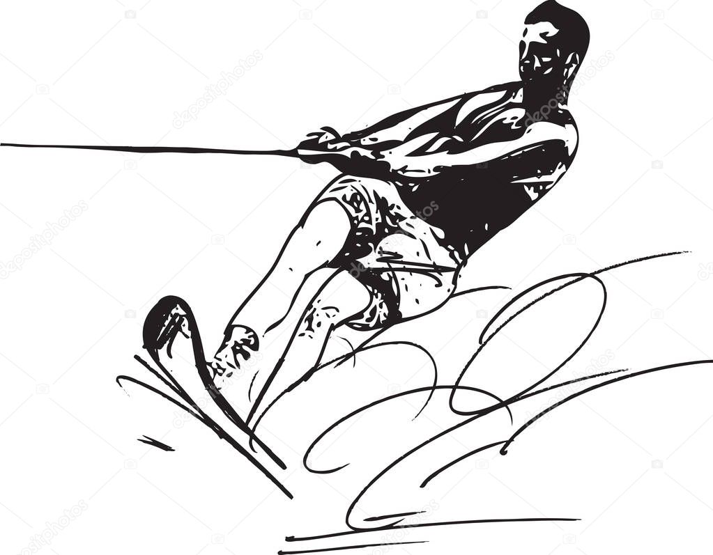 Water skiing illustration