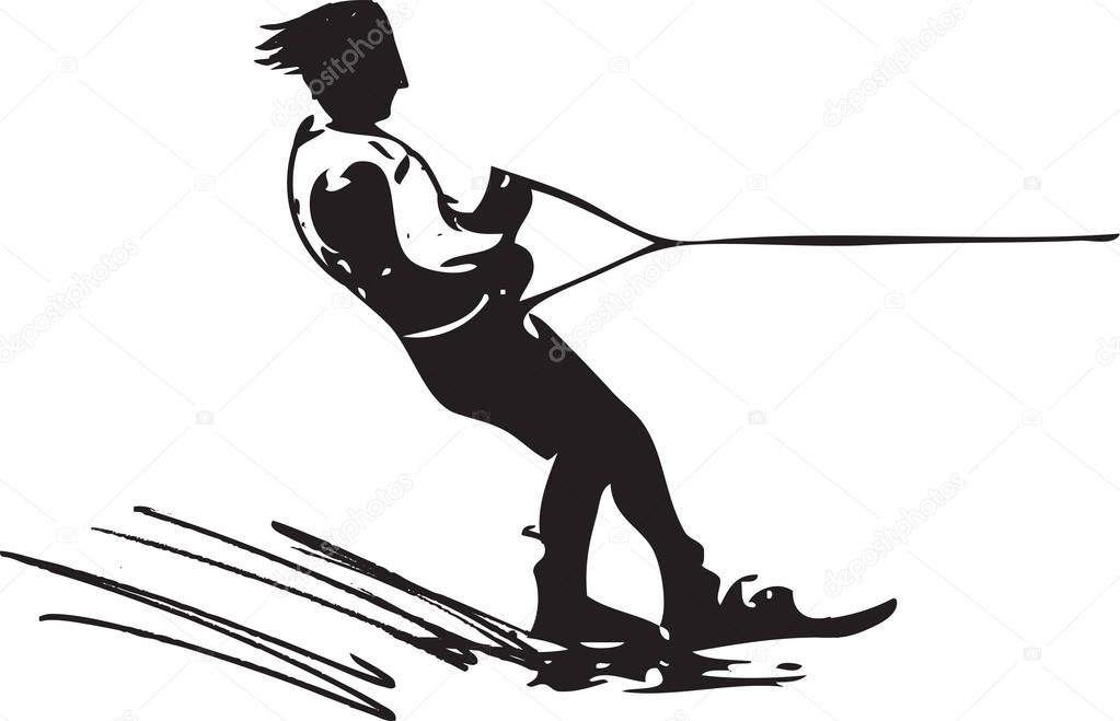Water skiing illustration