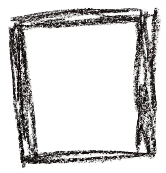 Forma quadrada feita com lápis de cor pastel preto — Fotografia de Stock