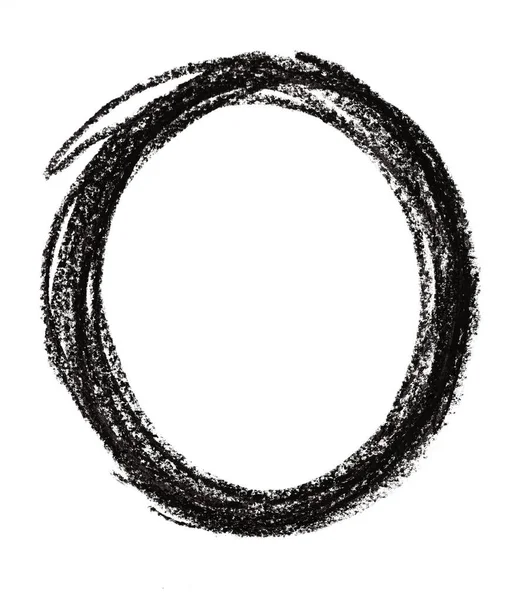 Форма круга из черного пастельного карандаша — стоковое фото