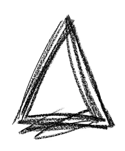 De shape Driehoek gemaakt met zwarte pastel crayon — Stockfoto