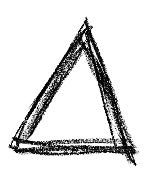 Triangle shape made with black pastel crayon — Stock Photo, Image