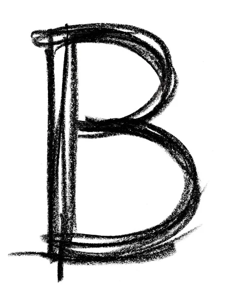 Handskrivna skiss svart bokstaven B — Stockfoto