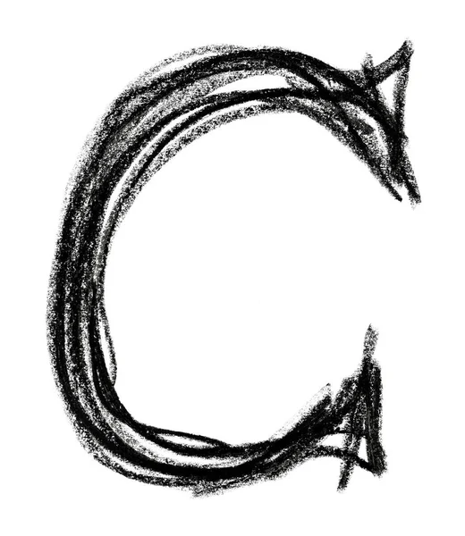 Handgeschreven schets zwarte Letter C — Stockfoto
